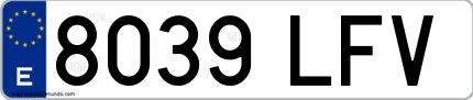 Ejemplo de matrícula española 8039 LFV