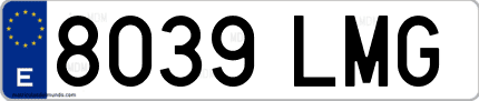 Ejemplo de matrícula de coche ordinaria 8039 LMG