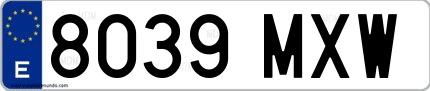 Ejemplo de matrícula española 8039 MXW
