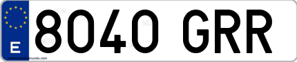 Ejemplo de matrícula de coche ordinaria 8040 GRR