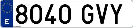 Ejemplo de matrícula española 8040 GVY