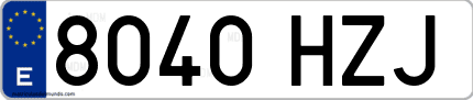 Ejemplo de matrícula de coche ordinaria 8040 HZJ