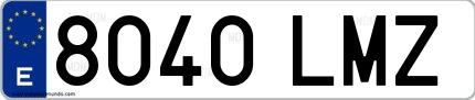 Ejemplo de matrícula española 8040 LMZ