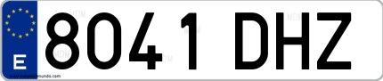 Ejemplo de matrícula española 8041 DHZ