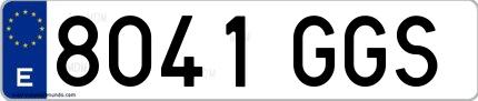 Ejemplo de matrícula española 8041 GGS