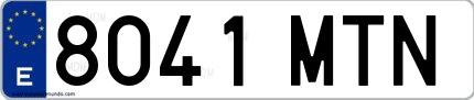 Ejemplo de matrícula española 8041 MTN