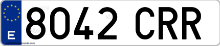 Ejemplo de matrícula de coche ordinaria 8042 CRR