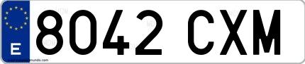 Ejemplo de matrícula española 8042 CXM