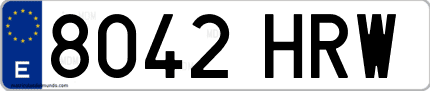 Ejemplo de matrícula de coche ordinaria 8042 HRW