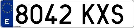 Ejemplo de matrícula española 8042 KXS