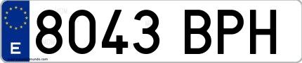Ejemplo de matrícula española 8043 BPH