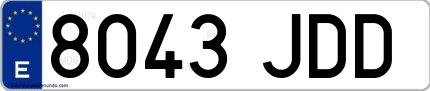 Ejemplo de matrícula española 8043 JDD
