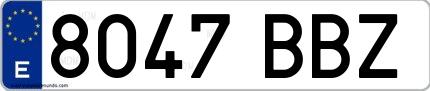 Ejemplo de matrícula española 8047 BBZ