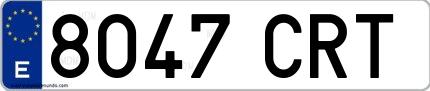Ejemplo de matrícula española 8047 CRT