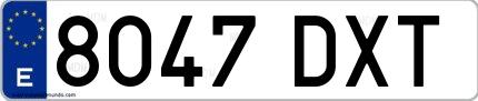 Ejemplo de matrícula española 8047 DXT
