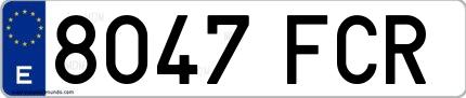Ejemplo de matrícula española 8047 FCR