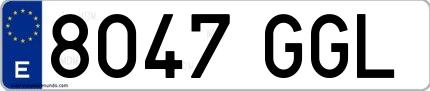 Ejemplo de matrícula española 8047 GGL