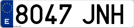 Ejemplo de matrícula de coche ordinaria 8047 JNH
