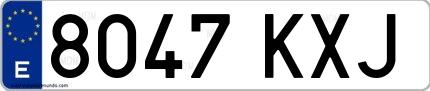 Ejemplo de matrícula española 8047 KXJ