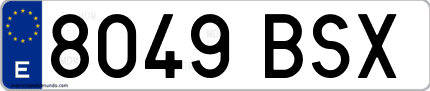 Ejemplo de matrícula de coche ordinaria 8049 BSX