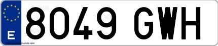 Ejemplo de matrícula española 8049 GWH
