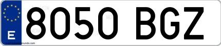 Ejemplo de matrícula española 8050 BGZ