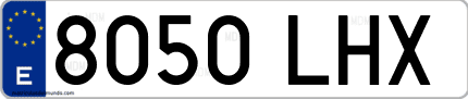 Ejemplo de matrícula de coche ordinaria 8050 LHX