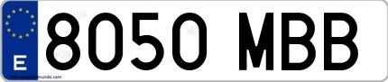 Ejemplo de matrícula española 8050 MBB