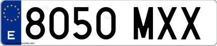 Ejemplo de matrícula española 8050 MXX