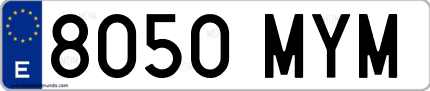 Ejemplo de matrícula de coche ordinaria 8050 MYM