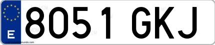 Ejemplo de matrícula española 8051 GKJ