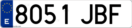 Ejemplo de matrícula de coche ordinaria 8051 JBF