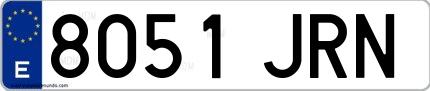 Ejemplo de matrícula española 8051 JRN