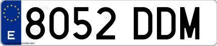 Ejemplo de matrícula española 8052 DDM