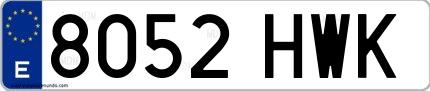 Ejemplo de matrícula española 8052 HWK