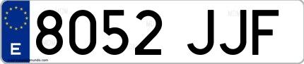 Ejemplo de matrícula española 8052 JJF