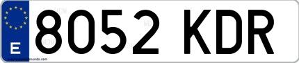 Ejemplo de matrícula española 8052 KDR