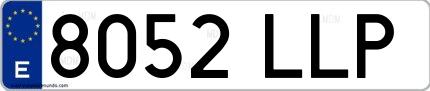 Ejemplo de matrícula española 8052 LLP