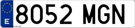 Ejemplo de matrícula española 8052 MGN