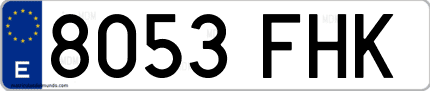 Ejemplo de matrícula de coche ordinaria 8053 FHK