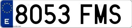 Ejemplo de matrícula española 8053 FMS