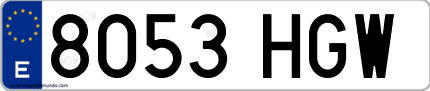 Ejemplo de matrícula de coche ordinaria 8053 HGW