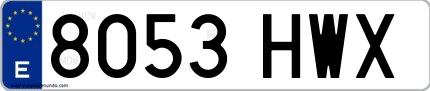 Ejemplo de matrícula española 8053 HWX