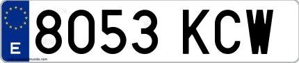 Ejemplo de matrícula española 8053 KCW