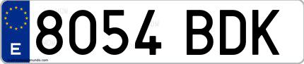 Ejemplo de matrícula española 8054 BDK