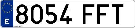 Ejemplo de matrícula española 8054 FFT