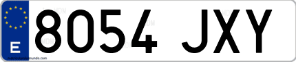 Ejemplo de matrícula de coche ordinaria 8054 JXY