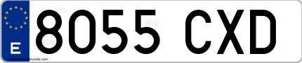 Ejemplo de matrícula española 8055 CXD