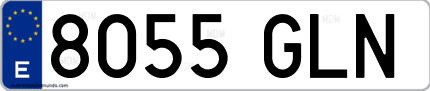 Ejemplo de matrícula de coche ordinaria 8055 GLN