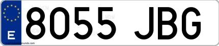 Ejemplo de matrícula española 8055 JBG